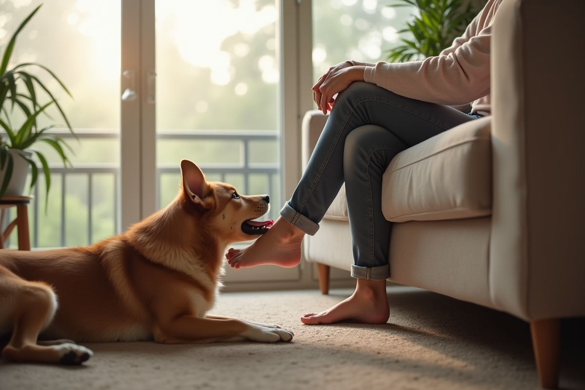 chien pieds